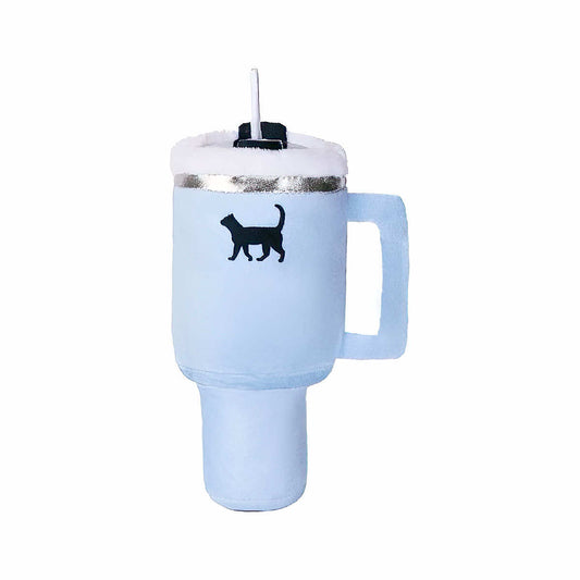 Kitty Cup Tumbler Plush Cat Toy Chambray Blue