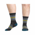 Wide Open Men's Multi Stripe Cushioned Micro Crew Socks Charcoal
