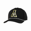 Ahead USA Appalachian State Rubber Logo Snap Back Hat Black Grey