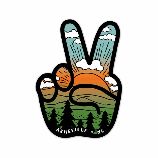 Asheville Peace Sign Mountains Sticker