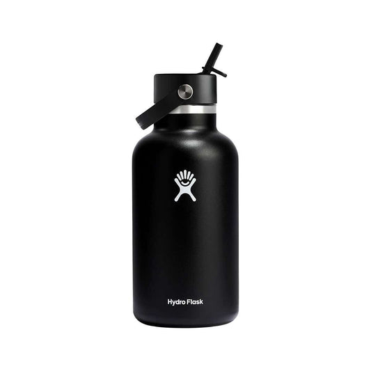 Hydro Flask 64-Ounce Wide Mouth Bottle with Flex Straw Cap Black