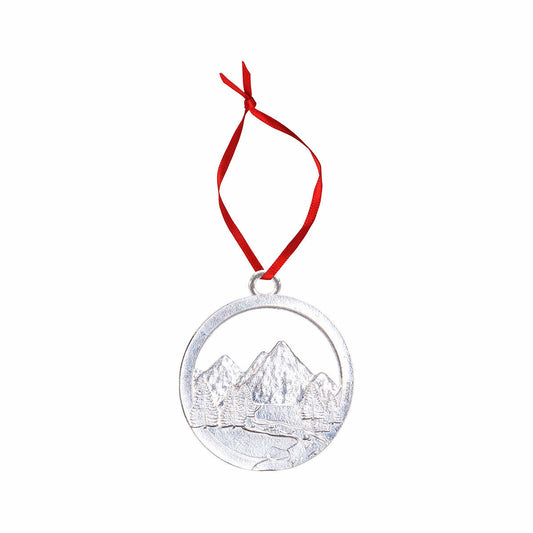 Mast General Store Circular Mountain View Pewter Ornament