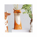 Hand-Painted Stoneware Fox Vase