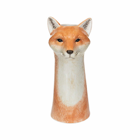 Hand-Painted Stoneware Fox Vase