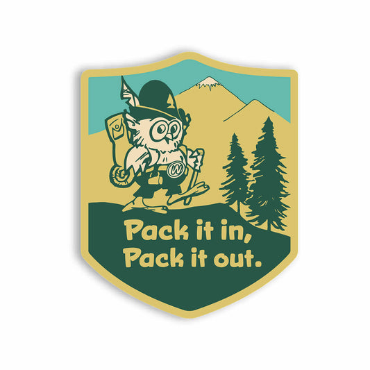 Woodsy Owl Pack It In, Pack It Out Sticker