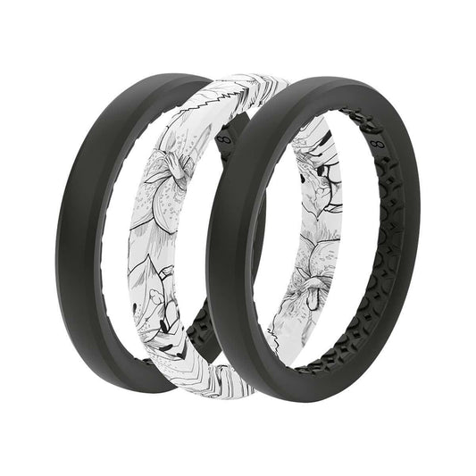 Color swatch for Groove Life Stackable Silicone Rings - Set of 3 in Black Rose