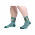 Wide Open Women's Multi Stripe Cushioned Micro Crew Socks  Light Teal