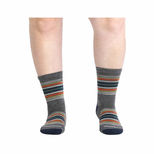 Wide Open Men's Multi Stripe Cushioned Micro Crew Socks Gray