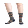 Wide Open Men's Multi Stripe Cushioned Micro Crew Socks  Gray