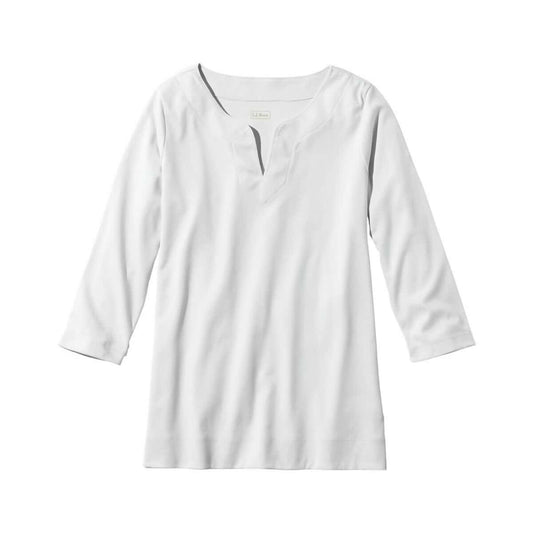 L.L.Bean Women's Pima Cotton Three-Quarter-Sleeve Splitneck Tunic Black