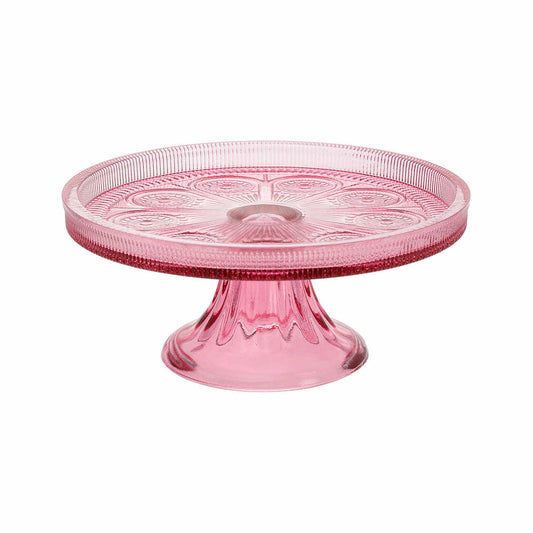 Boston International Codi Recycled Glass Cake Stand - Pink