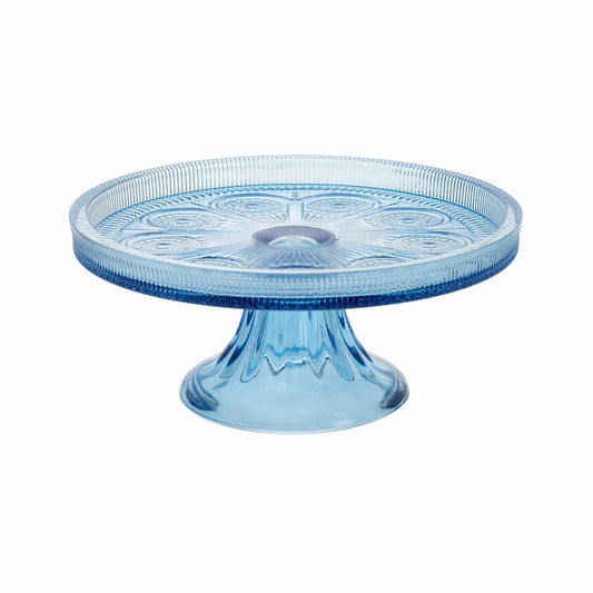Boston International Codi Recycled Glass Cake Stand - Sky Blue