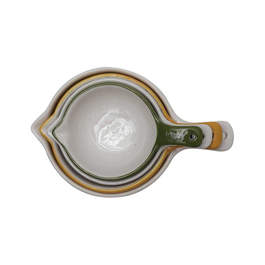 Hand-Painted Stoneware Measuring Cups Set