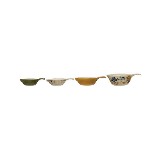 Hand-Painted Stoneware Measuring Cups Set