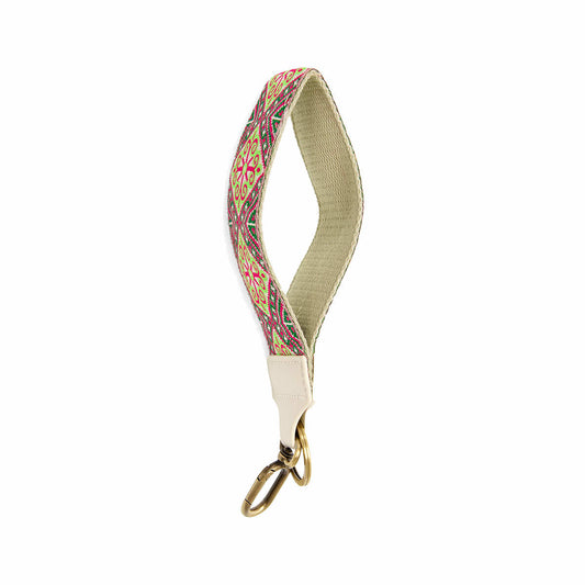 Joy Susan Pink Rosette Easy Find Wristlet Keychain Pink Lime