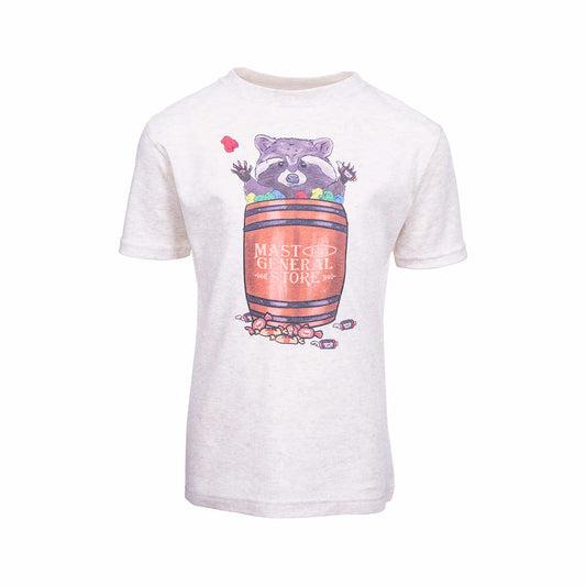 Barefoot Baby Kids' Mast General Store Candy Barrel Raccoon Short Sleeve T-Shirt Soft Beige
