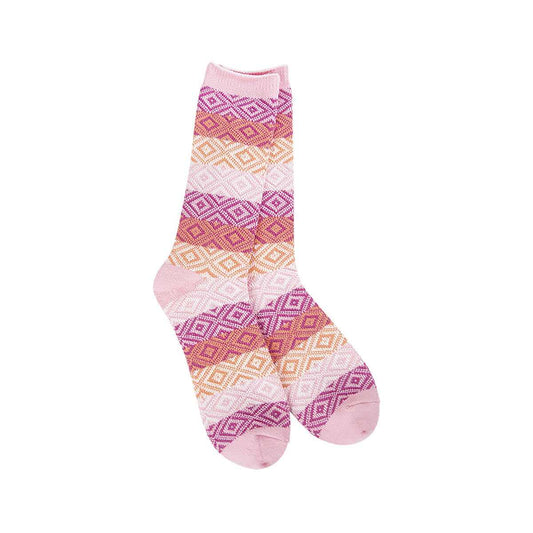 World's Softest Women's Weekend Gem Crew Socks Pink Multi