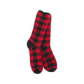 World's Softest Women's Fireside Crew Socks Red Black