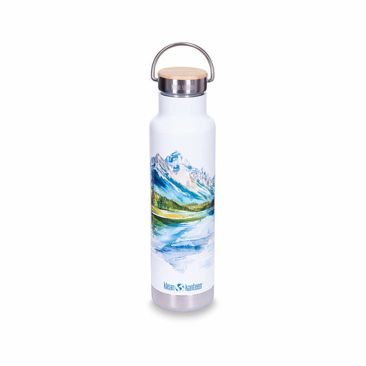 Earth Day Classic Insulated Water Bottle with Bamboo Cap Earth Day Moutains