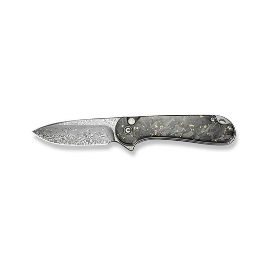 Elementum II Flipper Damascus Steel Knife Gold Shred