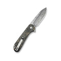 Elementum II Flipper Damascus Steel Knife Gold Shred