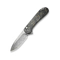 Elementum II Flipper Damascus Steel Knife Gold Shred