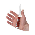 Smooth Dark Red Burlap Micarta CS Trapper Knife