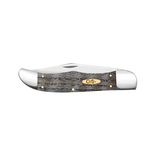 Smooth Black Curly Oak Folding Hunter Knife
