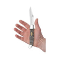 Smooth Black Curly Oak Folding Hunter Knife