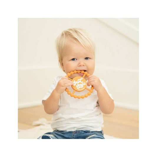 Color swatch for Bella Tunno Sweet Cheeks Happy Teether Baby Toy in Apricot