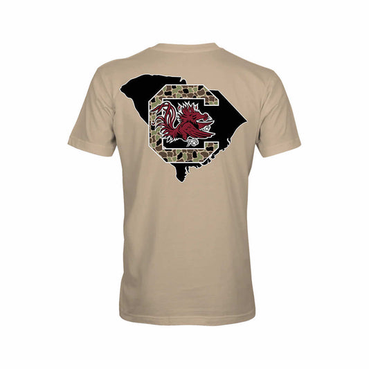 Eat More Tees Gamecocks Duck Camo South Carolina Short Sleeve T-Shirt Tan