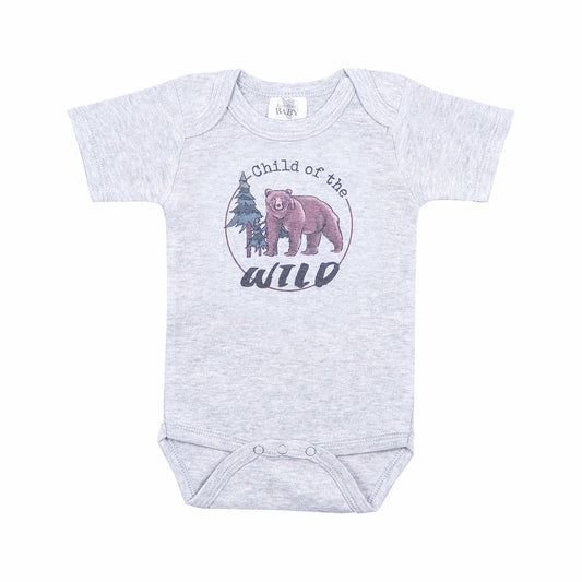Barefoot Baby Baby Child of the Wild Short Sleeve Onesie Htr Grey