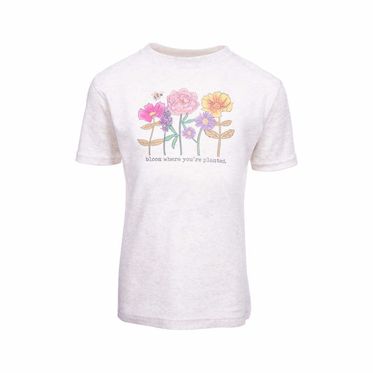 Barefoot Baby Kids' Bloom Where You're Planted Short Sleeve T-Shirt Soft Beige
