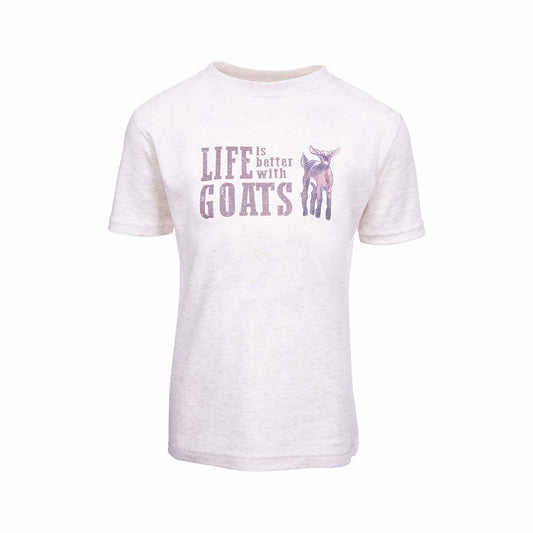Barefoot Baby Kids' Life is Better With Goats Short Sleeve T-Shirt Soft Beige