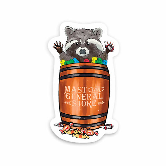Barefoot Baby Mast General Store Candy Barrel Raccoon Sticker