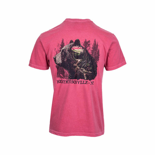 High Range Hendersonville Black Bear Double Exposure Short Sleeve T-Shirt Crimson