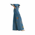 Wrangler Women's Lainey Wilson Embroidered Wide Leg Jeans  Denim
