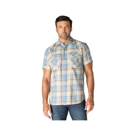 Carhartt Men's Montana Bozeman Relaxed Short Sleeve Plaid Shirt Rolling Thunder