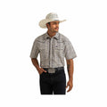 Wrangler Men's Vintage-Inspired Piped Printed Western Short Sleeve Snap Shirt Black White