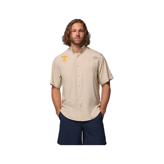 Columbia Men's University of Tennessee PFG Tamiami Short Sleeve Shirt Fossil