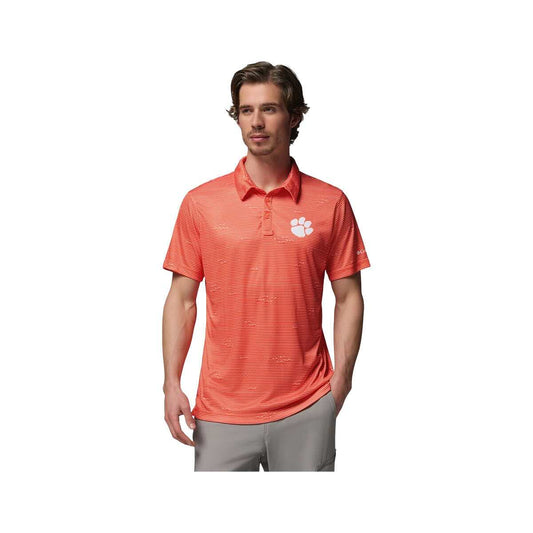Columbia Men's Clemson Super Terminal Tackle Short Sleeve Polo Shirt Spark Orange