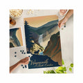 Lantern Press Waynesville North Carolina Elk and Falls Lithograph 1000 Piece Jigsaw Puzzle