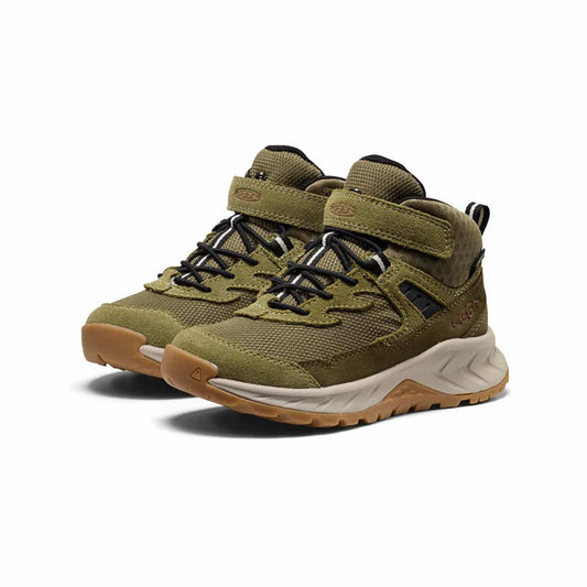 KEEN Kids' Hightrail Waterproof Mid Hiking Boots Dkolive Martini