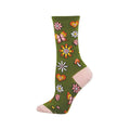 Women's Hazy Daisy Cotton Crew Socks Green
