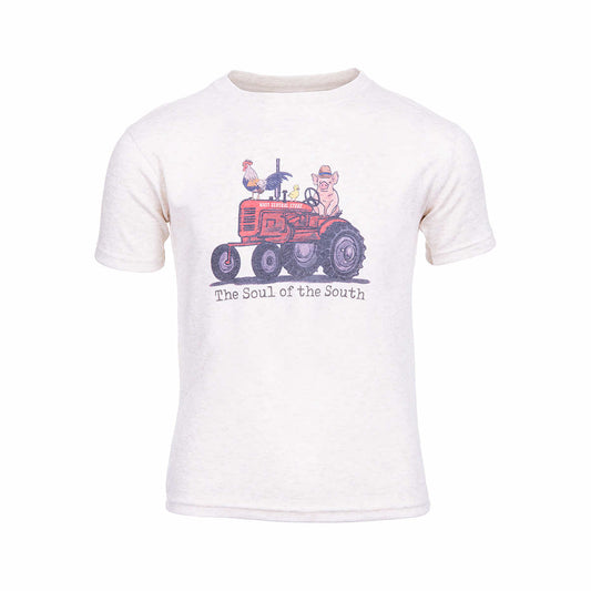 Barefoot Baby Toddler Mast General Store Tractor & Friends Short Sleeve T-Shirt Soft Beige