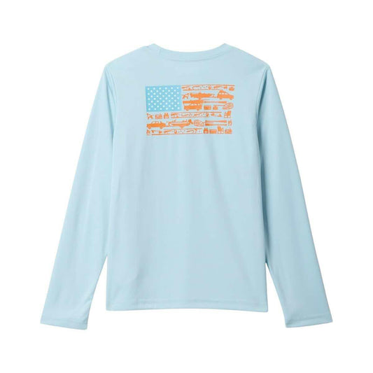 Columbia Boys' PFG Terminal Tackle Fish Flag Long Sleeve Shirt  Marinelight