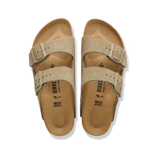 Birkenstock Men's Arizona Suede Leather Sandals Fadedkhaki