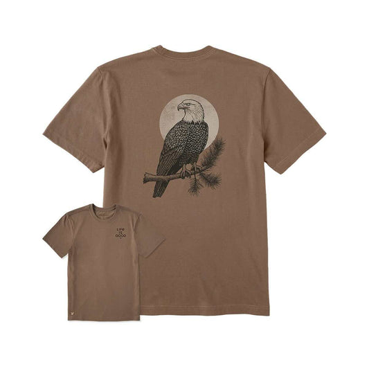 Life is Good Men's Eagle Moon Short Sleeve Crusher T-Shirt Mushroom Brown