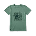 Life is Good Women's Sleeping Fox on Ferns Short Sleeve Crusher T-Shirt Granite Green