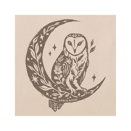 Color swatch for Life is Good Women's Florowl Moon Short Sleeve Crusher T-Shirt in Birch White